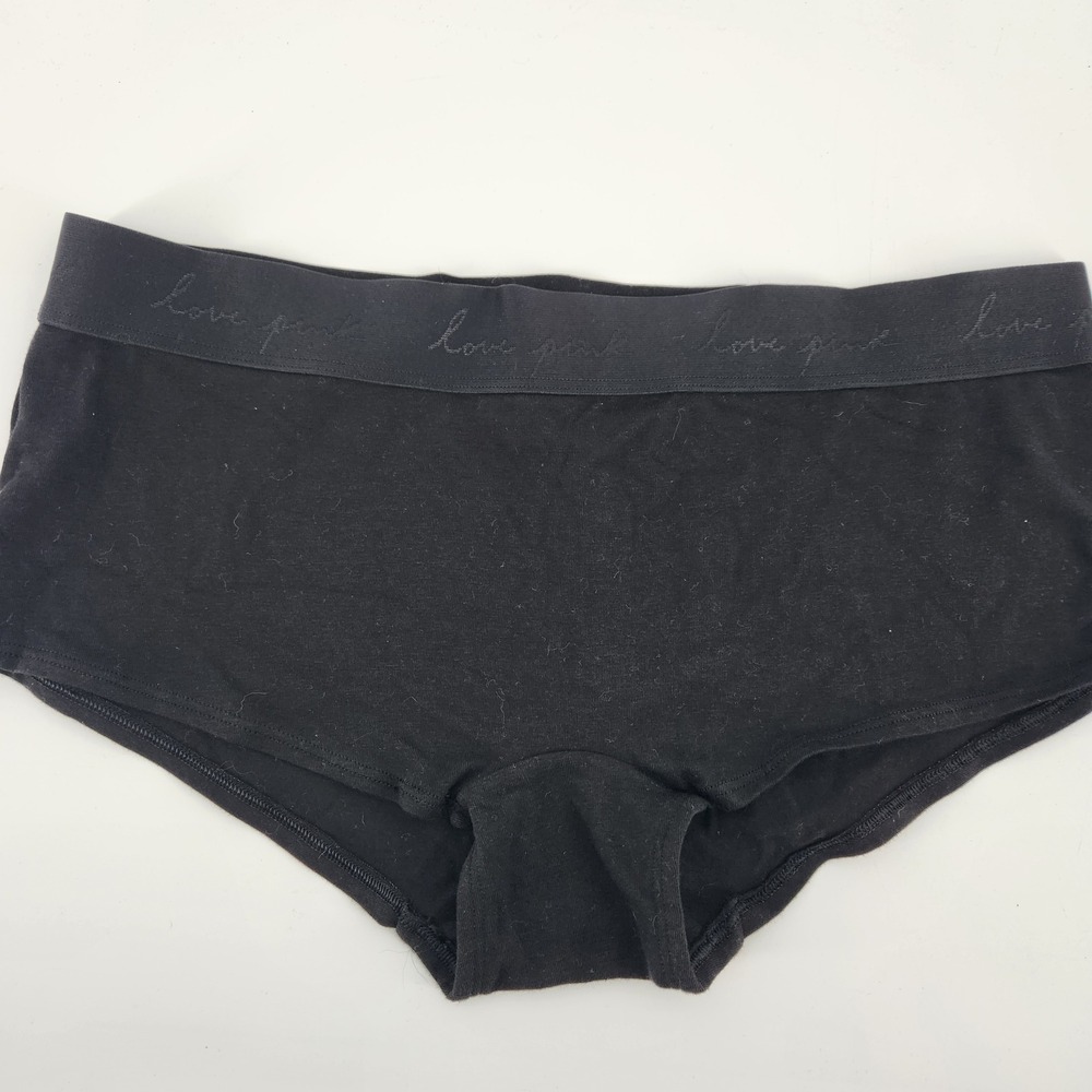 Victoria's Secret PINK Black Shortie Panty Logo Waistband XL NWT